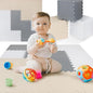 TOYVELT Foam Puzzle Floor Mat for Kids 12x12-16 Interlocking Play Mat Tiles with Colors - Educational Large Puzzle Foam Floor Tiles for Crawling, Non-Toxic - Cream-Gray-Beige