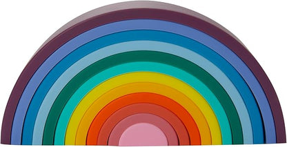 Silicone Rainbow Stacking Toy - Largest on The Market 12 Layer Montessori Toys for Toddlers Stacker Learning and Development Toy - Boho Baby Color (Soft Rainbow)