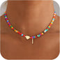 Colorful Initial Necklaces for Girls Women Kids - Teen Girls Gifts Trendy Beaded Initial Necklace Dainty Letter Gifts Choker Necklace for Girl Jewelry
