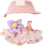 Clothes for 17cm Doll (Clothes Only) – 3-Piece Outfit Set with Hat, Pink Dress and Flower Accessory for an Adorable Dressed-Up Look – 17cm Doll Accessories