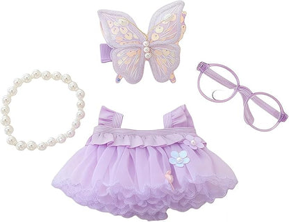 Clothes for Dolls Accessories, Outfit Set 4 Pieces Gauze Dress for 15cm 17cm Doll (No Doll), Romantic Skirt Doll Clothing Set Replacement Purple