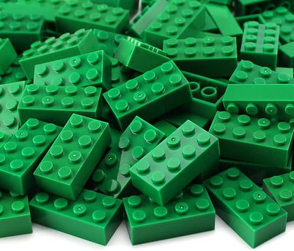 Feleph 100pcs 2x4 Bricks Green Building Classic Pieces Parts Creative Play Blocks Set Toy Accessories Combine with 3001 Major Brick Brands
