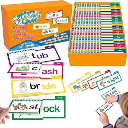 Logicalne 30 Read and Rhyme Flip Books, Word Family Flip Books Rhyming Card, Sight Words Rhyming Game, Educational Reading Book, Word ABC Vocabulary Families Flash Cards, Classroom Fun Learning(1PC)
