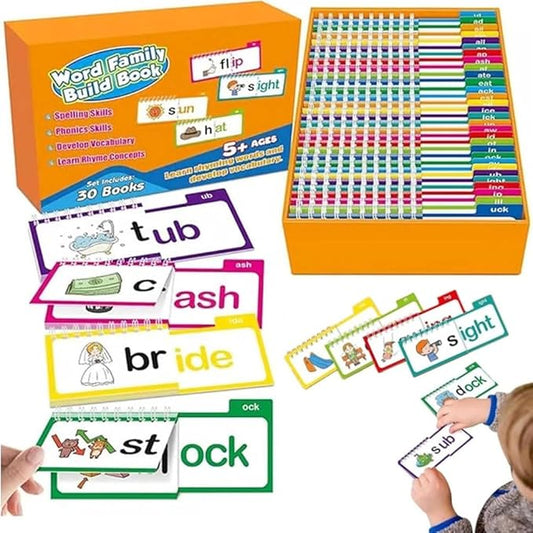 Logicalne 30 Read and Rhyme Flip Books, Word Family Flip Books Rhyming Card, Sight Words Rhyming Game, Educational Reading Book, Word ABC Vocabulary Families Flash Cards, Classroom Fun Learning(1PC)