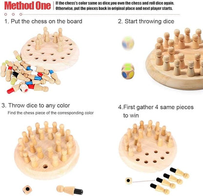 Wooden Memory Chess Matching Game: Family Board Games for Kids and Adults, Montessori Preschool Learning Educational Toy, Birthday Gift for Age 3 4 5 6 7 8+ Boy Girl
