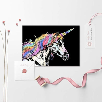 Scratch Art for Kids & Adults, Rainbow Engraving Painting Landscape Scratchboard(A4) Crafts Set: 8 Sheets Scratch Cards with 4 tools - Unicorn/Flamingo/Cat/Deer/Lion/Tiger/Leopard/Wolf(Animal Series)