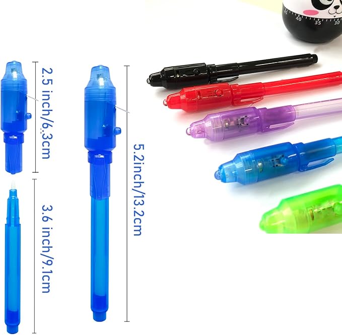 SCStyle Invisible Ink Pen 60Pcs Spy Pen with UV Black Light Magic Spy Marker Kid Pens for Secret Message and Birthday Party,Writing Secret Message for Easter Day Halloween Christmas Party Bag Gift