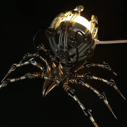Metalkitor Steampunk Spider Desk Lamp - 3D Metal Puzzle with Light, 512 Pieces DIY Assembly Kit for Kids and Adults - Brain Teaser Desk Ornament