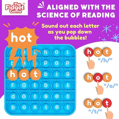 The Fidget Game Word Pop, CVC Words - Learn to Read in Weeks - Multisensory Reading & Phonics Interactive Game Ideal for Pre Kindergarten to 1st Grade (Packaging May Vary)