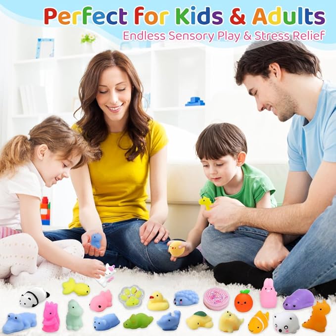 150PCS Party Favors for Kid Girls 4-8 8-12 Kawaii Mochi Squishies Anxiety Reduction Fufu Squishy Slow Rising Bulk for Classroom Prizes Set Game Prizes Goodie Bags Halloween Buckets Easter Eggs