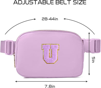 Gitus Gifts for 8 9 10 11 12 Year Old Girls Belt Bag Fanny Pack Crossbody Bags with Initial Letter Patch Cute Stuff Birthday Gifts for Teen Girls Women Personalized Trend Stuff (Lavender-U)