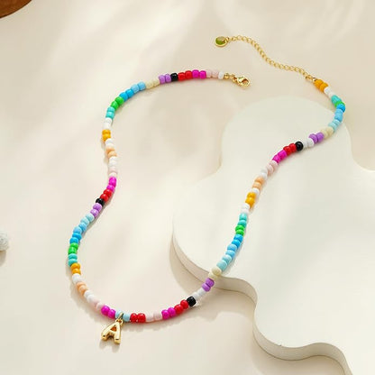 Bubble Colorful Initial Necklaces for Women Girls Kids - Teen Girls Gifts Trendy Bubble Beaded Initial Necklace Cute Letter Birthday Gifts Choker Necklace for Women Girl Kids Jewelry