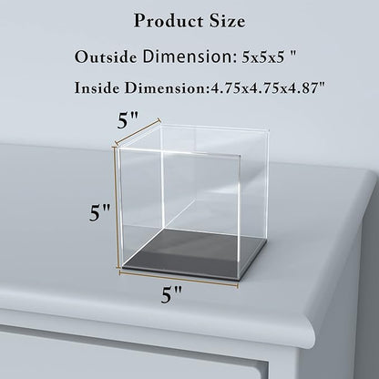 SVENJBB Acrylic Display Case, 5x5x5 Inch Clear Acrylic Boxes for Display, Self-Assembly Display Cases for Collectibles, Toys and Sport Goods