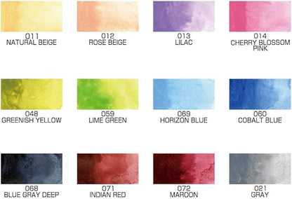 Kuretake GANSAI TAMBI Watercolor Paint Set 12 Colors Set - Nuance Color, Professional-Quality, for Artists, Beginners, kids, Non-Toxic, Made in Japan