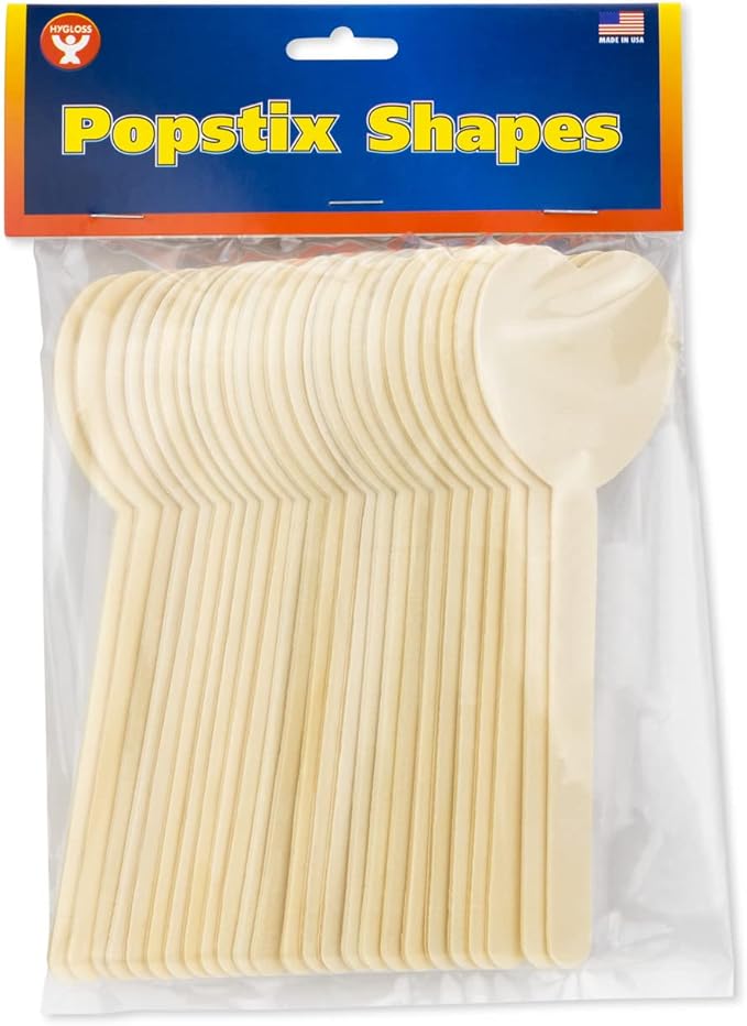 Hygloss Natural Wood Popsicle Sticks - Craft Stick - Great for Arts and Crafts - Valentine’s Day Class Activity - Heart Shape - 6.25 Inches High - 25 Pcs