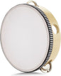 Flexzion Wooden Round Tambourine for Kids and Adults 6" Inch Single Row 8 Pair Jingles, Wood Handheld Percussion Instrument for Beginner and Professional Tambourine Player