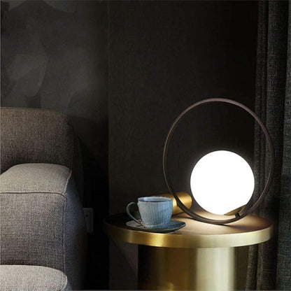 KCO Lighting Mid Century Modern Nightstand Lamp Black Metal Table Globe Desk Round Nightstand Large Glass Table Lamps for Living Room Bedside Office