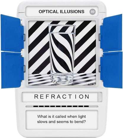 100 PICS Optical Illusions - Perfect Stocking Stuffer for Teens and Kids |100 Mind-Blowing Illusions | Contains 50 Cards in a Slide Reveal case | Ideal Gift for Travel
