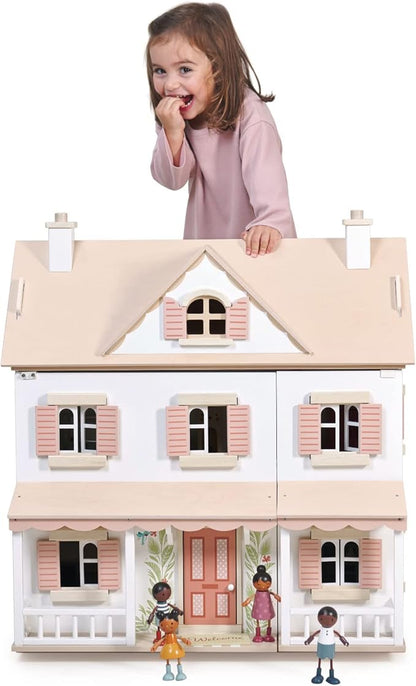 Tender Leaf Toys - Humming Bird House - 3 Story Large Wooden Colonial Style Doll House - Encourages Role-Play and Story Invention in Boys and Girls - Age 3+