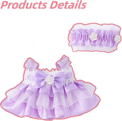 Doll Clothes for 17cm Figures,Pastel Rabbit Motif Top Paired with Yellow Lace-Brimmed Hat
