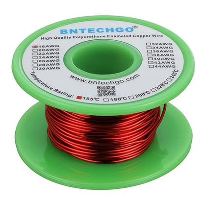 BNTECHGO 18 AWG Magnet Wire - Enameled Copper Wire - Enameled Magnet Winding Wire - 4 oz - 0.0393" Diameter 1 Spool Coil Red Temperature Rating 155℃ Widely Used for Transformers Inductors