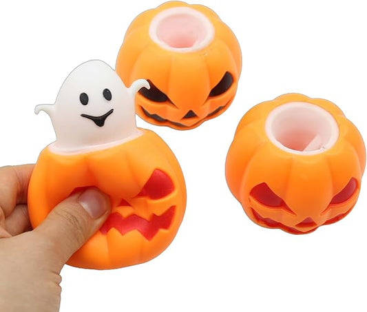 3 PCS Spooky Pumpkin Squeeze Toys - Halloween Fidget Toy for Stress Relief - Cute and Portable Squeeze Toy for Kids and Adults