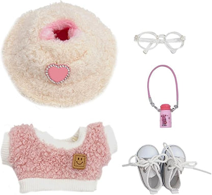 Doll Clothes Set, 5PC Pink Clothes for 15/17 cm Dolls, Fashion Exquisite Accessories for Doll, Luxury Chic Doll Clothing, Stylish Outfit for Boys Girls Birthday Collectors