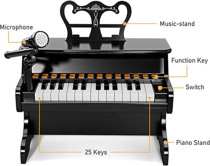 Upgraded Classical Piano for Kids - Black Professional Musical Keyboard Piano Instrument Toys for 3 5 7 9 Years Old Beginners Educational Instruments Birthday Gift