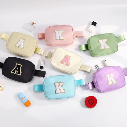 YOOLIFE Initial Belt Bag - Women's Crossbody Bags - Pink Letter Monogrammed Everywhere Belt Bag