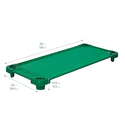 ECR4Kids Stackable Kiddie Cot, Ready-to-Assemble, Standard Size, Classroom Furniture, Green, 6-Pack