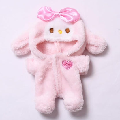 17CM Doll Clothes Set Big Ears Pink Jumpsuit, Fashion Cute Dress-Up Clothes for Doll Accessories Outfit(No Doll Included)(LBB Clothes 4)