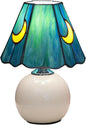 Mushroom Lamp-Small Bedside Table Lamp Tiffany Stained Glass, Nightstand Lamps for Bedroom, Living Room, Cafe, Bulb Included, Unique Aesthetic Home Decor(Sea Blue)