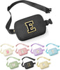YOOLIFE Dad Gifts for Father Day - Gifts for Step Dad Bonus Dad Husband Him, Initial Belt Bag Black Crossbody Bags Fanny Pack for Men Travel Gifts for Men E, Small