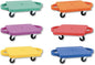 Champion Sports Scooter Board with Handles, Set of 6, Wide 12 x 12 Base - Multi-Colored, Fun Sports Scooters with Non-Marring Plastic Casters for Children - Premium Kids Outdoor Activities and Toys