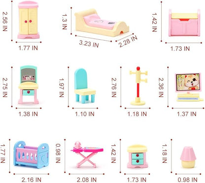 50 Pack Kids Little Dollhouse Furniture Toys House Big Dreams for Baby Children Girls Boys Age 3+