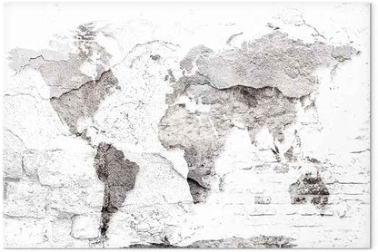 artgeist Canvas Wall Art Print World Map 35x24 in - 1pcs Home Decor Framed Stretched Picture Photo Painting Artwork Image Travel Stone Effect k-C-10014-b-a