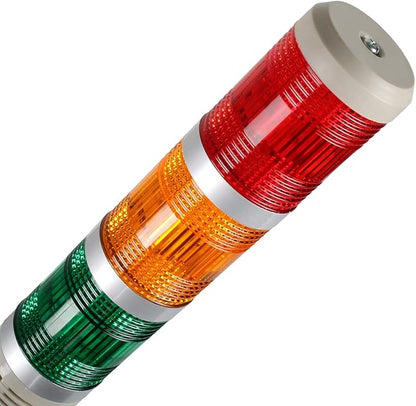 Industrial Signal Tower, Column LED Alarm Tower Lamp Flash Indicator, 3-Layer Stack LED Warning Light Without Buzzer for Safety (110V/Steady ON Light)