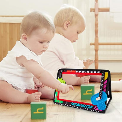 teytoy Tummy Time Mirror Infant Newborn Toys 0-3 Months Brain Developmental Baby Mirror Tummy Time Black and White High Contrast Baby Toys 4 6 9 12 Month Boys Girls Crawling Sensory Toy