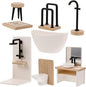 NUOBESTY Dollhouse Bathroom Set, 1 12 Scale Dollhouse Furniture 8pcs Miniature Doll House Bathroom Accessories with Mini Bathtub, Toilet, Shower Room for Doll House Decor Accessories