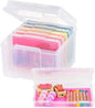 IRIS USA 5" x 7" Photo Storage Box Craft Keeper, Transparent Protection Container with 6 Organization Holder Cases for Pictures, Tasks, Scrapbooking, Stationery Storage, Clear