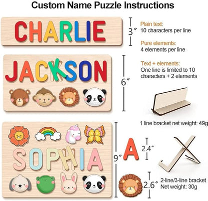 Baosity Personalized Name Puzzle for Kids, Custom Wooden Puzzles for Toddler 1-3, Baby Toddler Toys for 1 Year Old, Personalized Christmas Birthday Gifts for Boy & Girl