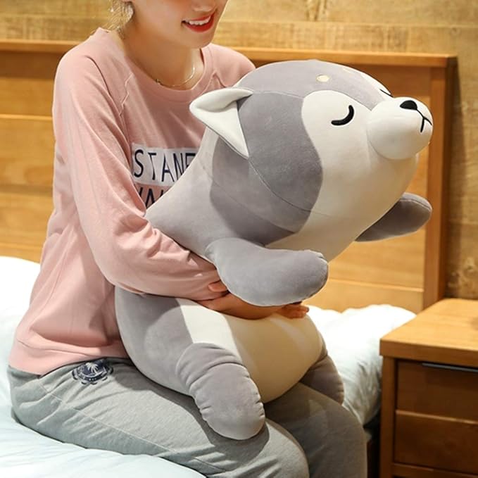 Husky Plush Pillow,Huskie Stuffed Animal Toy Puppy Throw Pillow for Kids and Adults (29.5 inch)