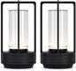 Portable Metal Table Lamp for Indoor/Outdoor ,Rechargeable Cordless LED Lamp, 3-Colour Infinitely Dimming Battery Powered Small Desk Lamp, Restaurant/Bedroom/Bar/Coffee/Camping Light (Black Set of 2)