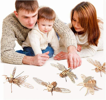 3D Wooden Insect Puzzle - 6 Piece Set Insect Animal Skeleton Assembly Model Puzzle - DIY Wooden Crafts 3D Puzzle - STEM Toys Gifts for Adults & Teens Birthday Gifts Christmas