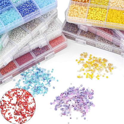 15 Color 4mm Small Assorted Glass Seed Beads,3mm Bugle Beads Friendship Bracelet Kit,2mm Tiny Tube Bead for Jewelry Making(White)