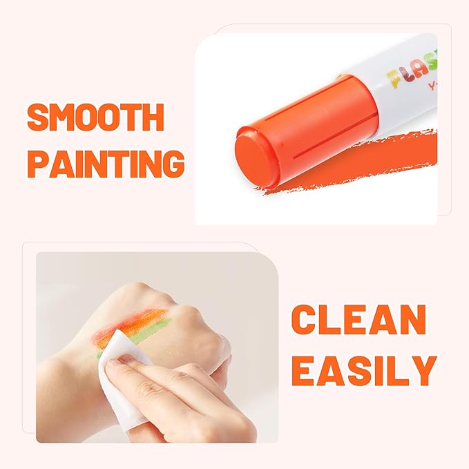 Flashdry Paint Sticks for Kids, 12 Colors Tempera Paint Set for Toddler, Non-toxic Washable Coloring Art Supplies for Ages 2-4 3-5 4-8