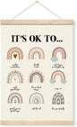 Inspirational Poster Hanger Frame, Mental Health Wall Art, It's Okay to Make Mistakes Banner, Motivational Quote Hanging Canvas Pictures Prints, Wall Decor for Classroom Therapy Counselor Office