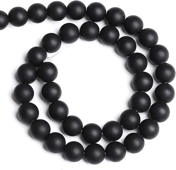 4MM 86PCS Natural Stone Matte Black Agate Loose Beads for Jewelry Making DIY Bracelet Necklace