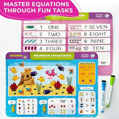 QUOKKA Busy Book Practice Handwriting for Kids - Numbers - Learn to Count for Toddlers 3-5 | 30 Tasks | Pre K ABC Letter Tracing | Homeschool Preschool Learning Activities