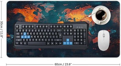 World Map Mouse Pad Large Extended Computer Full Desk Pad 23.6x11.8 inch Computer Mouse Mat Keyboard for Home Office Gaming